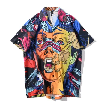 

#3874 Funny 3d Printed Shirt Men Short Sleeve Summer Tops Streetwear Casual Shirts For Men Black Loose Hawaii Men's Shirts