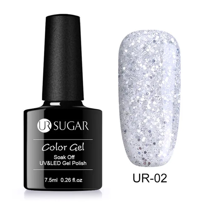 Ur Sugar 7,5 мл Платиновые блестки Led гель замочить от ногтей гель лак голографическая блестящая декор с блестками УФ Гель-лак для маникюра - Цвет: Sequins 2