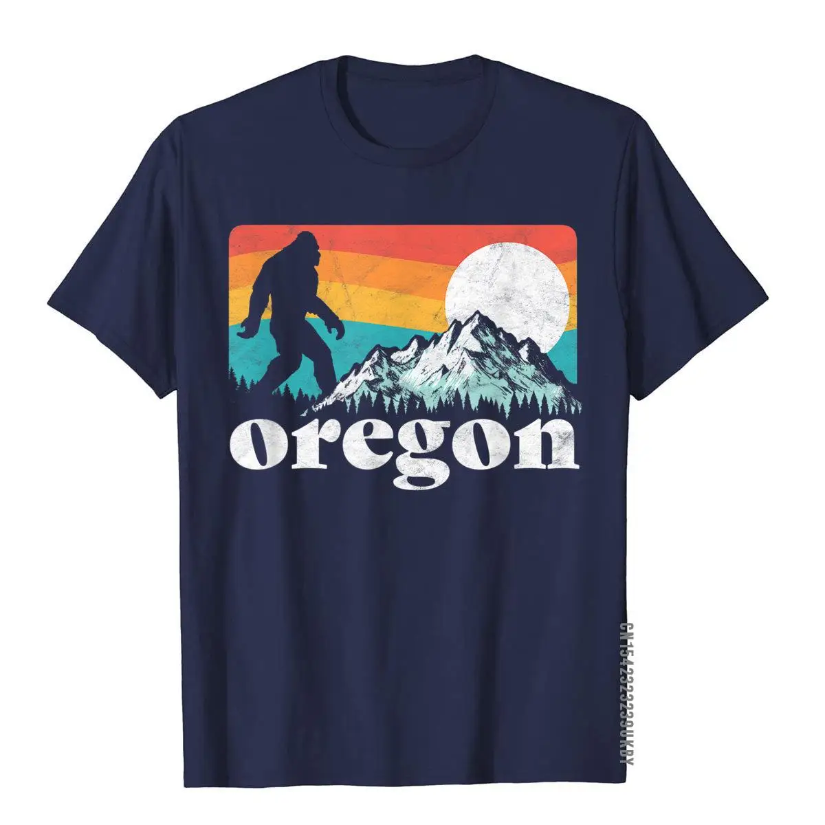 Oregon Pride Bigfoot Mountains 80's Vintage Nature Design T-Shirt__A10989navy