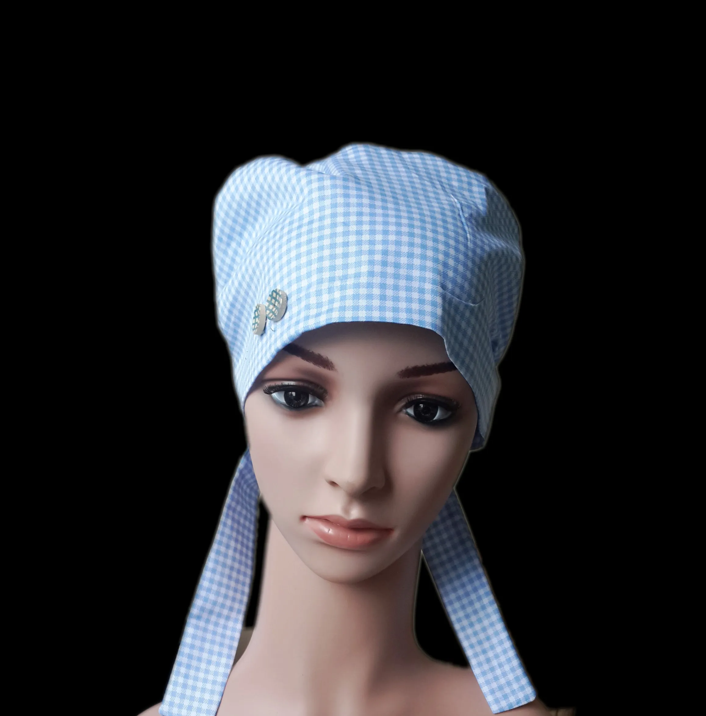 Checked Gourd Hat Operating Room Hat Cotton Xiaoqing Exclusive American Drama Elegant High-end Retro