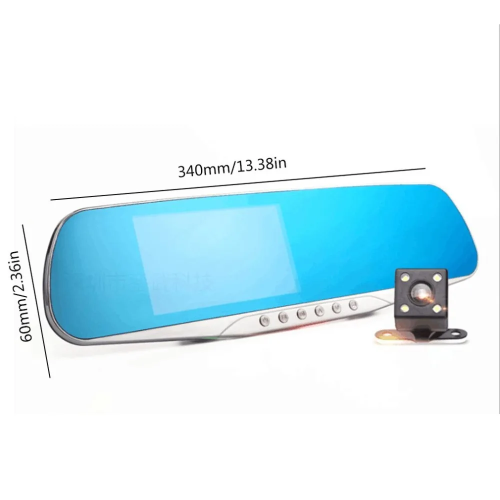 4,3 дюймов ips Автомобильное зеркало заднего вида DVR камера ADAS Dash Cam видео рекордер высокой четкости широкоугольный основной объектив