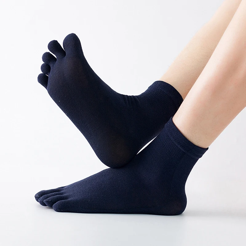 5 Pairs/Lot Women Men's Five Toe Socks Set Spring Winter High Quality  Cotton Business Black Tabi Short Socks for Male Big Size