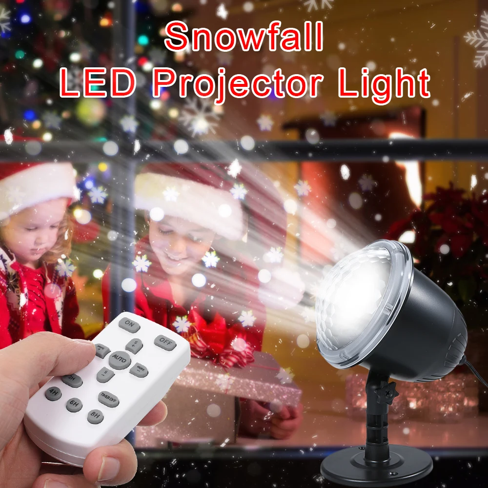Светодиодный светильник-проектор с дистанционным управлением, для снега, динамического падения снега, точечный светильник, декоративный светодиодный светильник s для сада, рождественской вечеринки