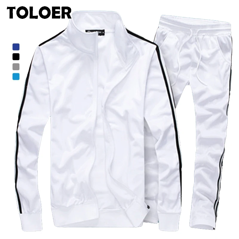 Men Tracksuit Sportswear Jackets Pants Zipper-Sets Spring-Autumn Casual New Male Solid