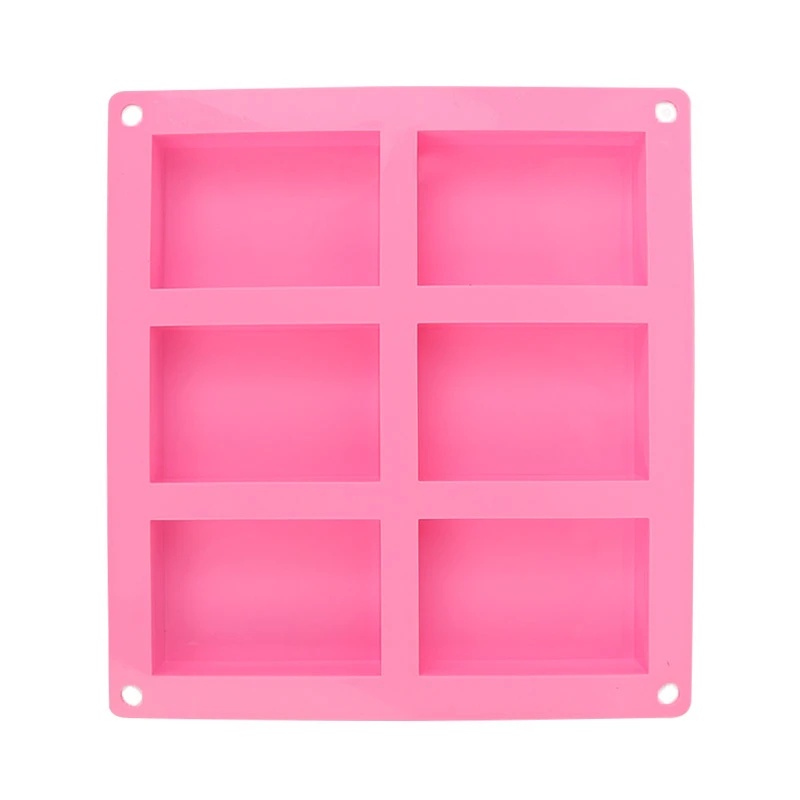 pink 6 полости простые базовые прямоугольные силиконовые формы для мыла Выпекание формы лоток для домашнего творчества ремесло Мыло плесень Декор Инструменты 3D формы - Цвет: pink