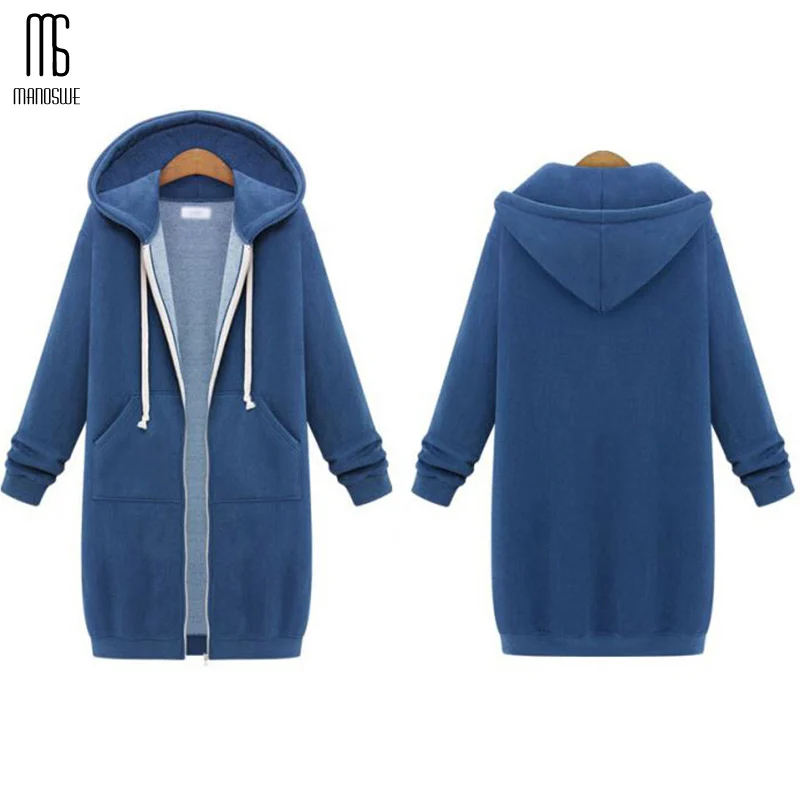 Koop Manoswe Herfst Winter Vrouwelijke Lange Katoenen Jas Lange Mouwen Capuchon Vrouwen Overjas Effen Kleur Rits Oversized Code 5xl