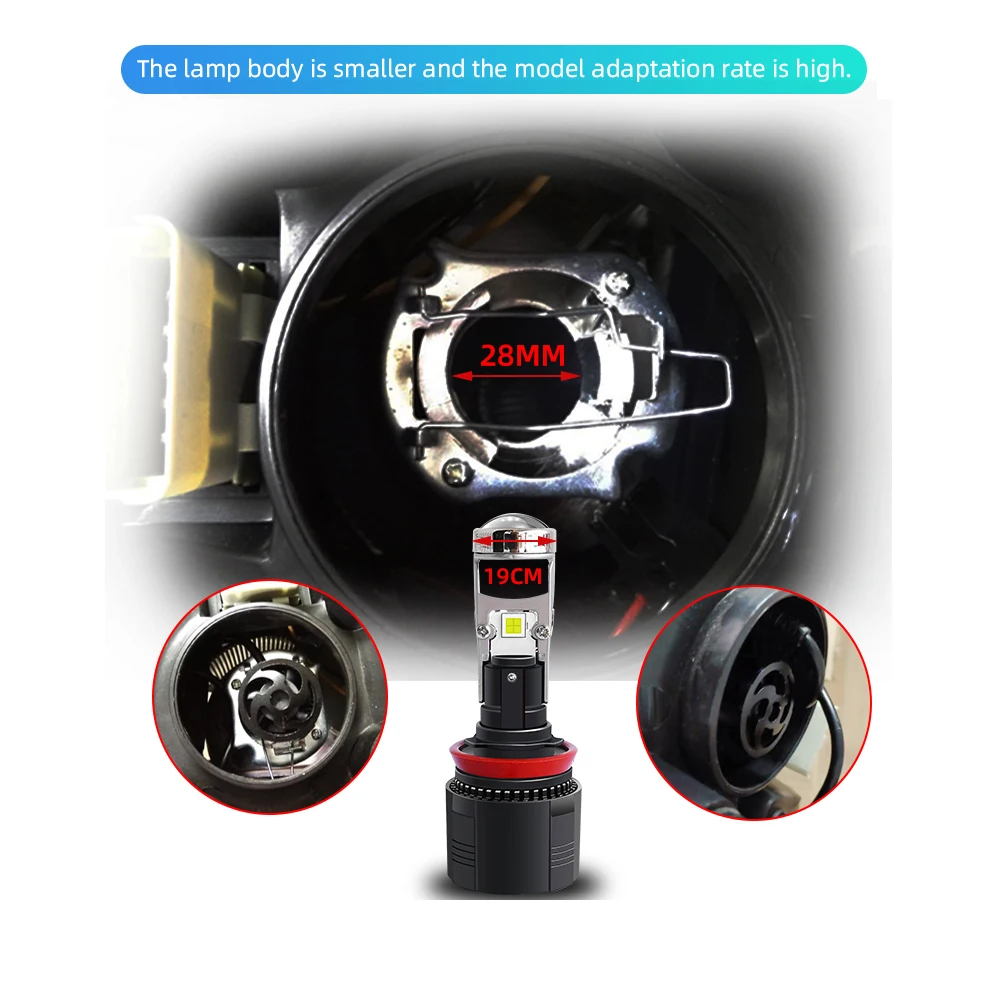 Светодиодный проектор для автомобильных фар 2 шт. Mini H11 Bi H4 H7 светодиодный 9005/HB3