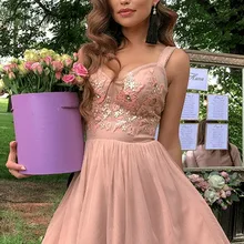 Vestido graduacion, розовые, на тонких бретелях, милые, кружевные аппликации, Блестящие кристаллы, тюль, короткие, для выпускного вечера, свадебные, вечерние, очаровательные