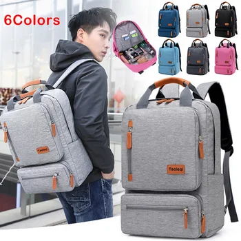 

Waterproof Backpack College Unisex Teenager Laptop Backpack Fashion Leisure Casual Computer Schoolbag 15.6 Inch Solid Bag Canvas