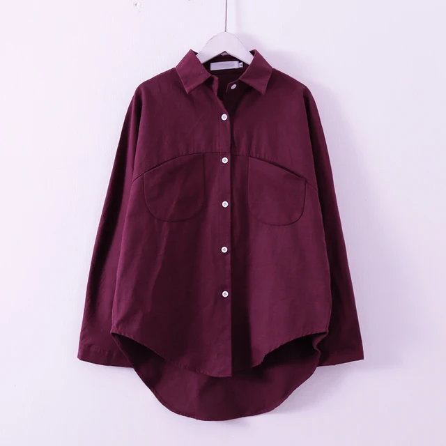 2021 Spring Women Summer Blouse Korean Long Sleeve Womens Tops And Blouses Vintage Women Shirts Blusas Roupa Feminina Tops Claret