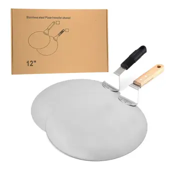 

Stainless Steel Round Pizza Peel 10” Baking Shovel Paddle, Cake Lifter Transfer Tray for Baking Homemade Pizza, Bread, Cake, Pie