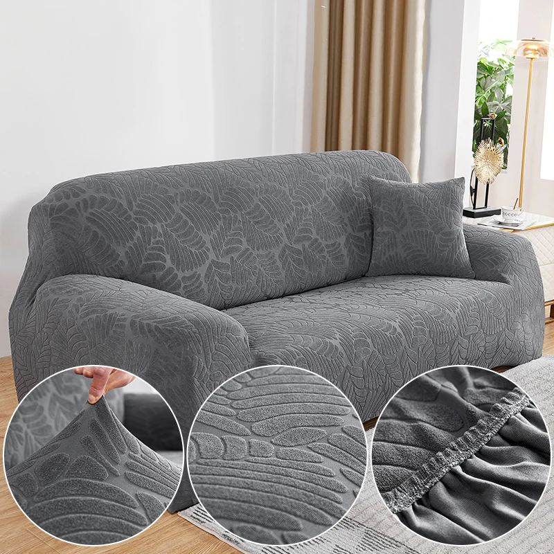 

Leaf Jacquard Solid All Cover Elastic Corner Couch Slipcover Sofa Cover For Living Room Sofa Plush Protector 1/2/3/4 Seat 45010