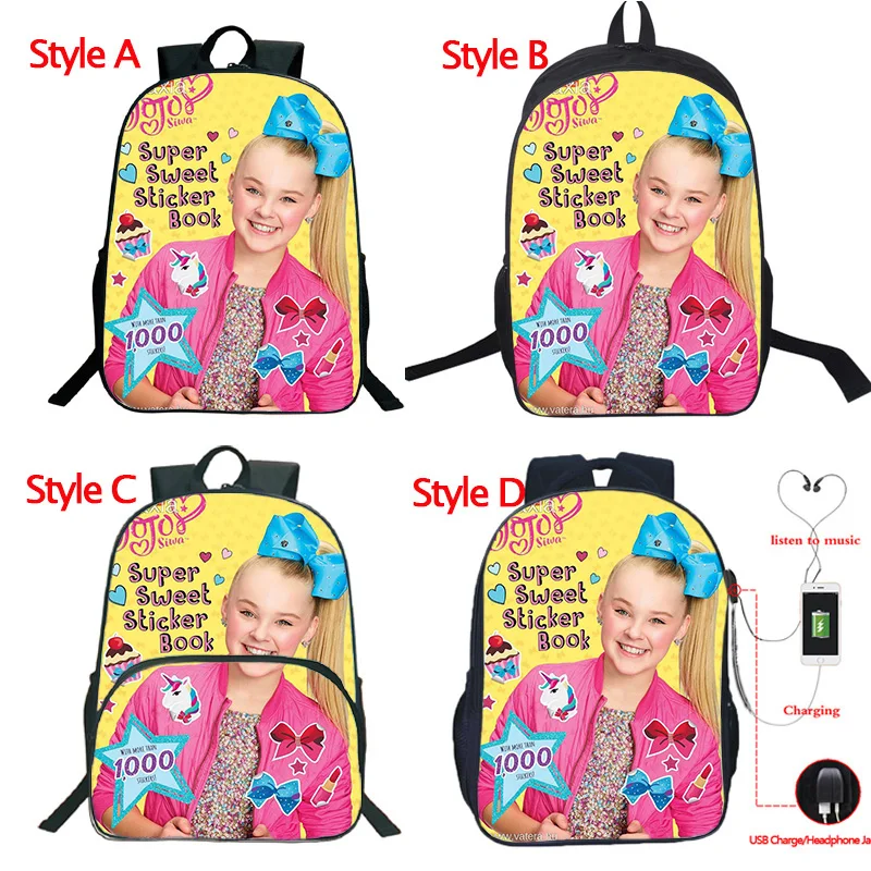 Jojo Siwa рюкзак 4 стиля USB зарядка ученические рюкзаки школьные сумки большой емкости красивый рюкзак для школы