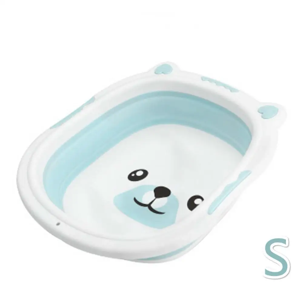 Портативная складная детская ванночка для младенцев умывальник S/L мультяшный пластиковый детский умывальник утолщенный Туризм Водонепроницаемый складной бассейн держатель для мытья - Цвет: Blue S