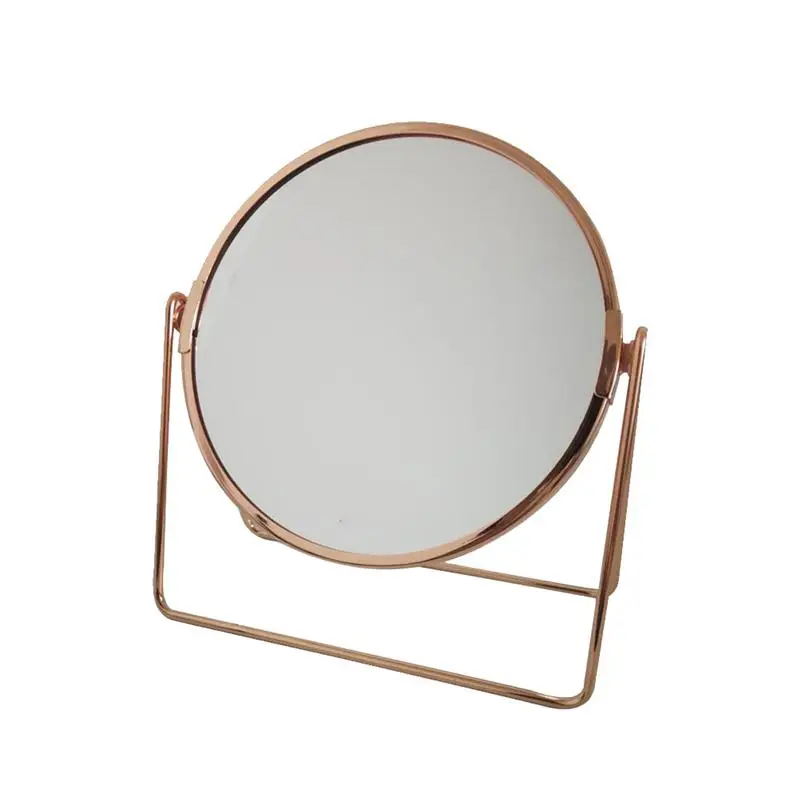 Round Makeup Cosmetic Mirror 360 Degree Rotation Two Side Mirror Magnifier Stainless Steel