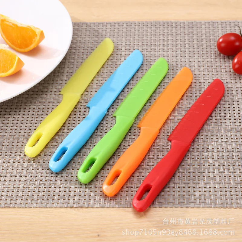 

For Fruit Bread Safe Kitchen Knife tools Sawtooth Toddler Cooking Children Paring Plastic Kids Lettuce Knives Sawtooth Cutter