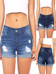 Модные женские летние с низкой талией вымытые рваные сексуальные короткие мини джинсы джинсовые узкие брюки шорты M806