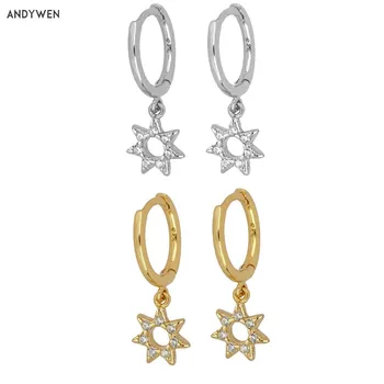 

ANDYWEN 925 Sterling Silver Zircon Star Luxury Drop Earring Circle Round Piercing Ohrringe Earring Jewelrys In 2020 Fashion