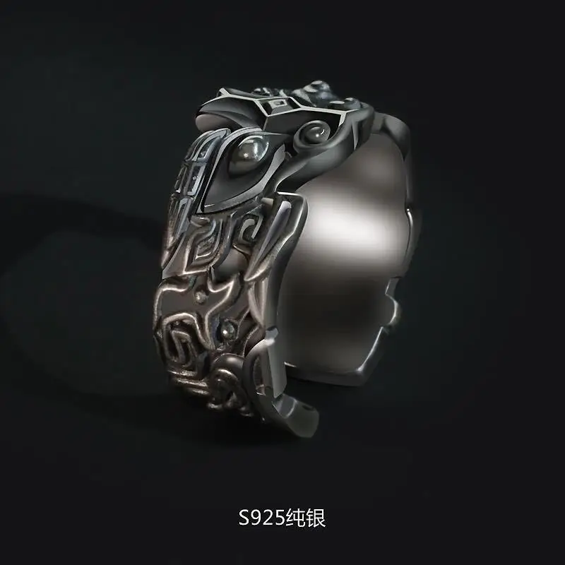 

Personality Domineering Silver Plated Animal Beast Mask Ring Motorcycle Party Punk Biker Ring Men Ring Hip Hop Jewelry