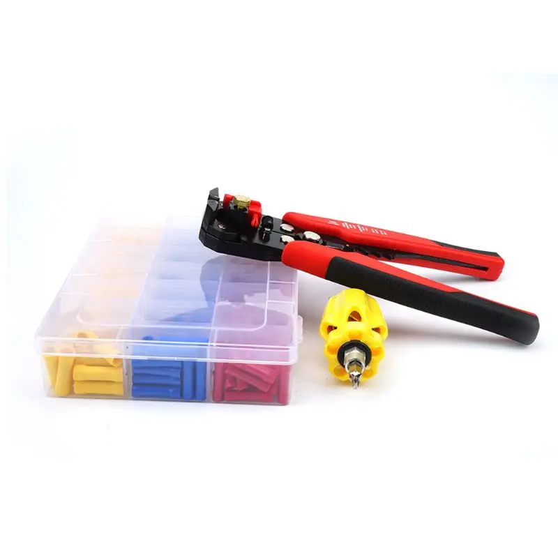 Crimper Cable Cutter Wire Stripper Crimping Pliers Screwdriver with 400pcs Terminal Multifunctional Stripping Tools