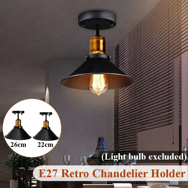 Черный E27 потолочный светильник, лофт винтажный круглый ретро потолочный светильник Промышленный дизайн Эдисона лампы Домашнее барное кафе магазин освещение приспособление
