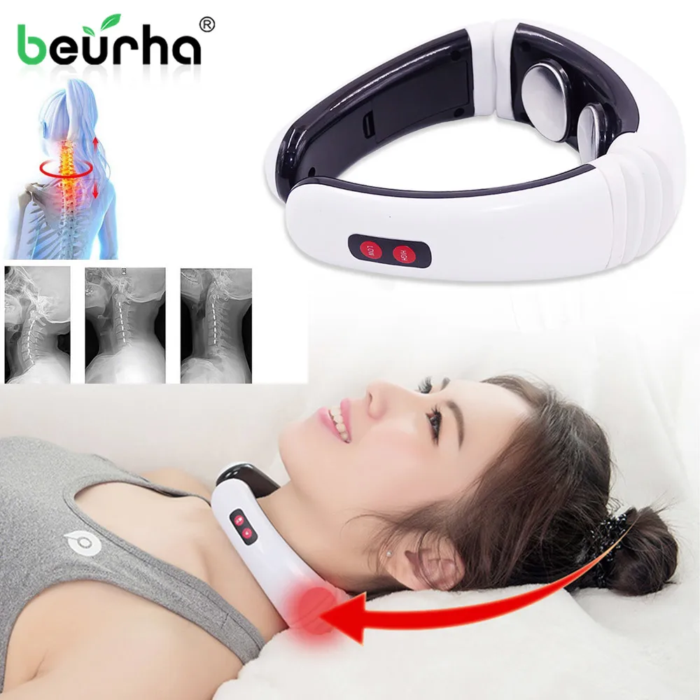 

Electric Pulse Back Neck Massager Far Infrared Heating Pain Relief Health Care Relaxation Tool Intelligent Cervical Massage