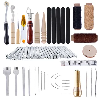 

59-Piece Leather Craft Hand Tool Kit Suitable for Hand-Stitched Stitching, Stamping Set
