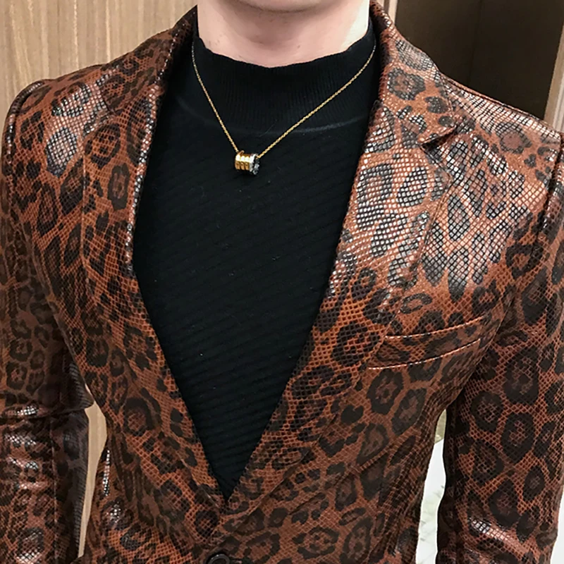 Куртка кожаная Сценические костюмы для певцов Свободное пальто Blaser Homens Terno Masculino