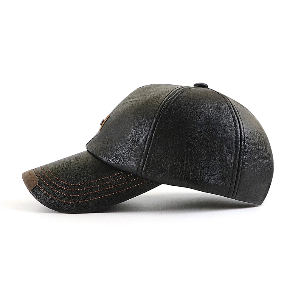 High Quality Leather Baseball Cap Men Autumn Winter Women Gorras Planas Snapback Hat PU Leather Trucker Cap