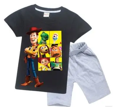 История игрушек мультфильма 4 комплект детской летней одежды Forky Woody Figures футболка+ короткие штаны детская одежда для маленьких девочек и мальчиков - Цвет: s0496-8478