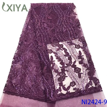 

Best Quality African Lace Fabric Sequence Lace Embroidery Nigerian Net Lace with Sequins Latest French Tulle Mesh Lace NI2424