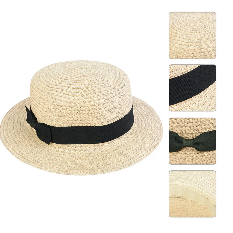Летние женские шляпы на плоской подошве, соломенная шляпа cappelli с бантом, пляжная кепка-ведро для девушек
