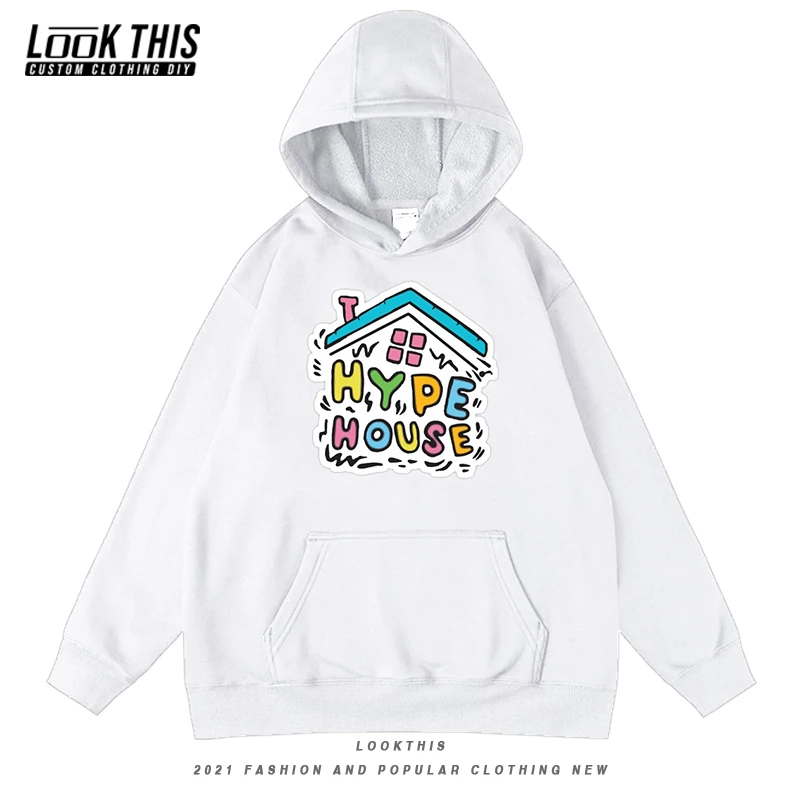 Толстовка мужская оверсайз с капюшоном свитшот надписью Hype House уличная одежда