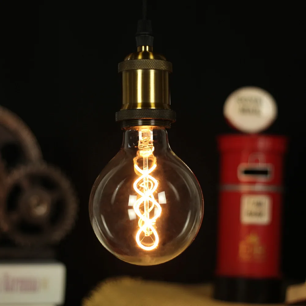 

Edison Bulb G95 Double Helix Vintage Retro LED Flexible Filament Lamp 220V 40 E27