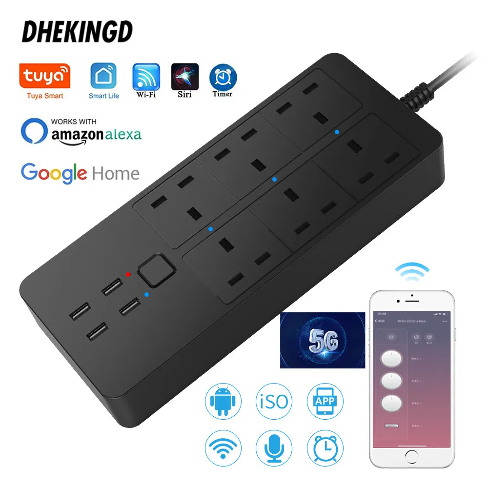 Умный удлинитель с Wi-Fi 6 дюймов 4 USB-порта 2 4/5 0 ГГц | Электроника