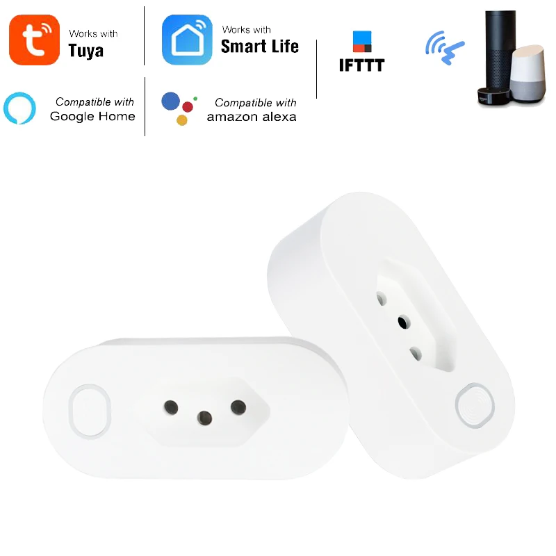 

Smart WIFI Socket BR Plug Wireless Outlet Tuya Timing Plug 16A Energy Monitor For Alexa Google Home IFTTT