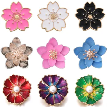 

6Pcs/lot New Snap Jewelry Big Lotus Flower Metal Snap Buttons Fit DIY 18mm DIY Snap Bracelets&Bangles Button Jewelry