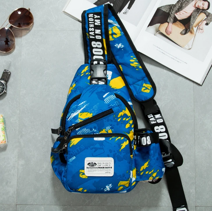 Yufang Мужская функция крутая Повседневная нагрудная сумка мужская упаковка Оксфорд Высококачественная брендовая мужская сумка-мессенджер дизайнерская сумка - Цвет: flower blue