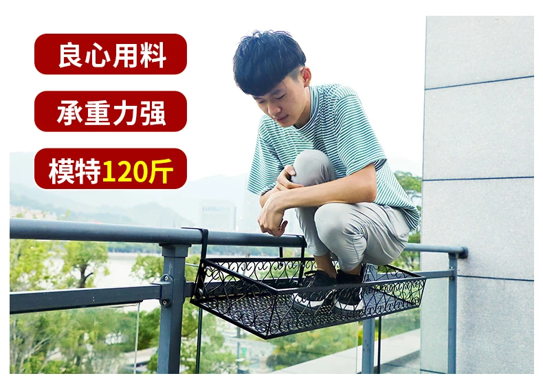 Art Railing Flower Airs Theft Prevention Window Guardrail Wall Hanging Suspension Type Flowerpot Frame Balcony A Living Room