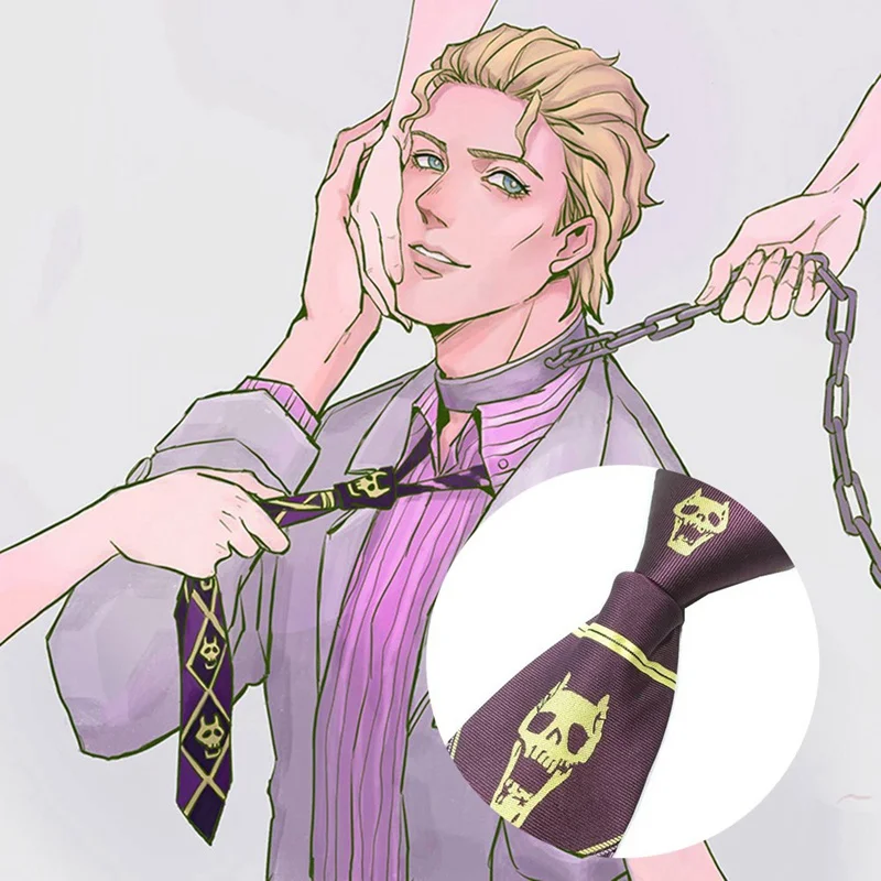 Аниме Галстук JoJo Необычные Приключения убийца королева Yoshikage череп шеи галстук Косплей костюмы аксессуары для мужчин и женщин