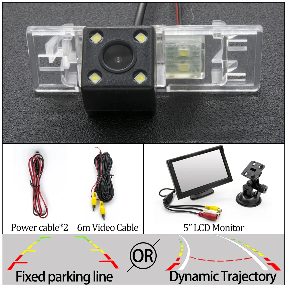 Фиксированная или траектория Автомобильная камера заднего вида для Nissan Note/Tone NOTE E11 2005-2013 geely vision x6 автомобильные аксессуары для парковки заднего вида - Название цвета: 4LED N 5 inch LCD