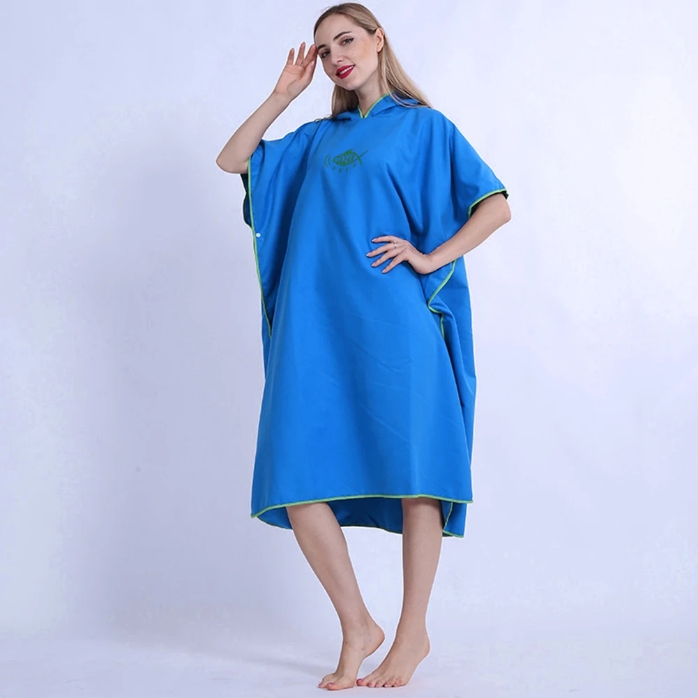 Water Absorb Quick Dry Hooded Bath Towels Fashion Adult Microfiber Wetsuit Changing Robe Poncho Swim Beach Surf Diving Swimming swim robe poncho