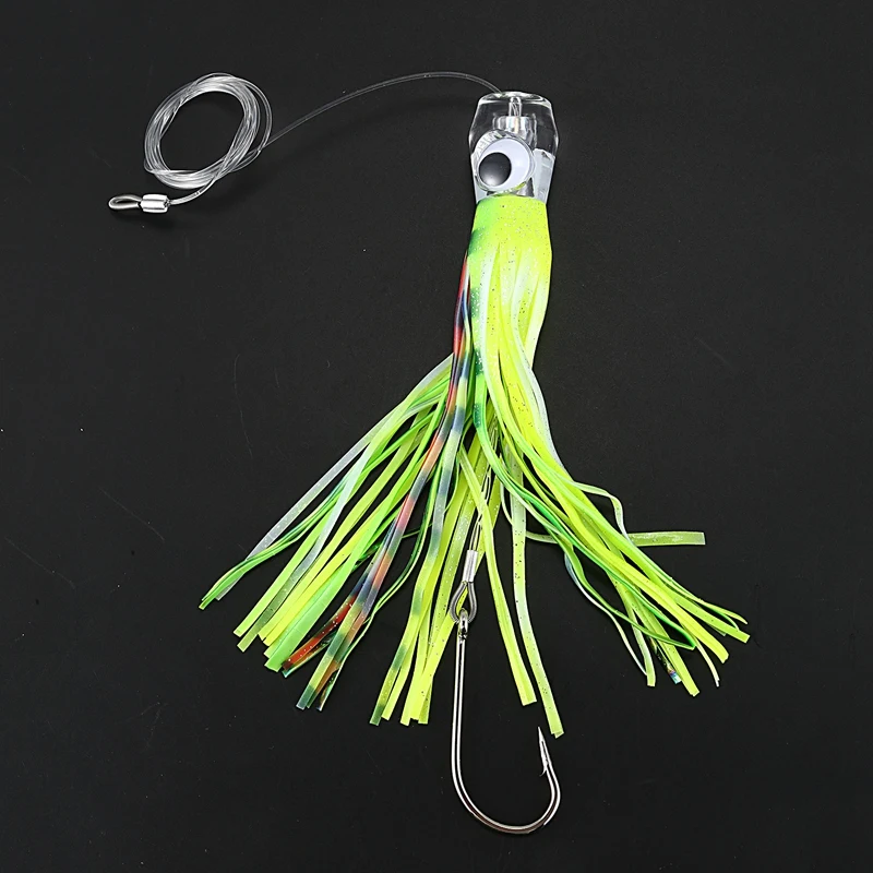 

6Pcs 9 Inch 23cm Marlin Tuna Trolling Lures with Mesh Bag Resin Head Trolling Skirts Lure Big Game Trolling Fishing Bait Pesca I
