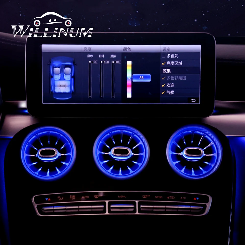 Klimaanlage Umgebungs Licht Für Mercedes Benz W205 Front Vent Einlass  Center Konsole Lichter 3/12/64 farben Air Outlet LED Lampe _ - AliExpress  Mobile