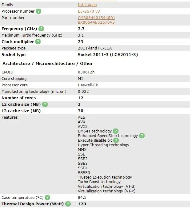 Intel Xeon Processor E5 2670 V3  CPU 2.3G Serve LGA 2011-3  E5-2670 V3 2670V3 PC Desktop processor CPU For X99 motherboard cpu core