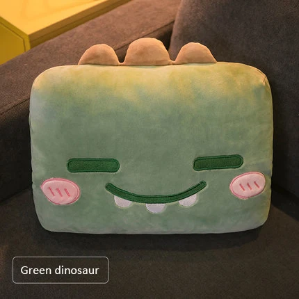 Green dinosaur Новинка Kawaii плюшевая грелка для рук Подушка милый мультфильм чучела животных кукольные диванные подушки зимние руки грелки для девочек детские игрушки подарки - Цвет: Green dinosaur
