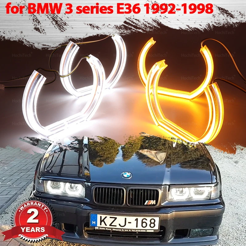 

LED Crystal Angel eyes Cut Style DRL DTM U Shape Light 6000K White yellow For BMW E36 3 Series with Euro headlights 1992-98