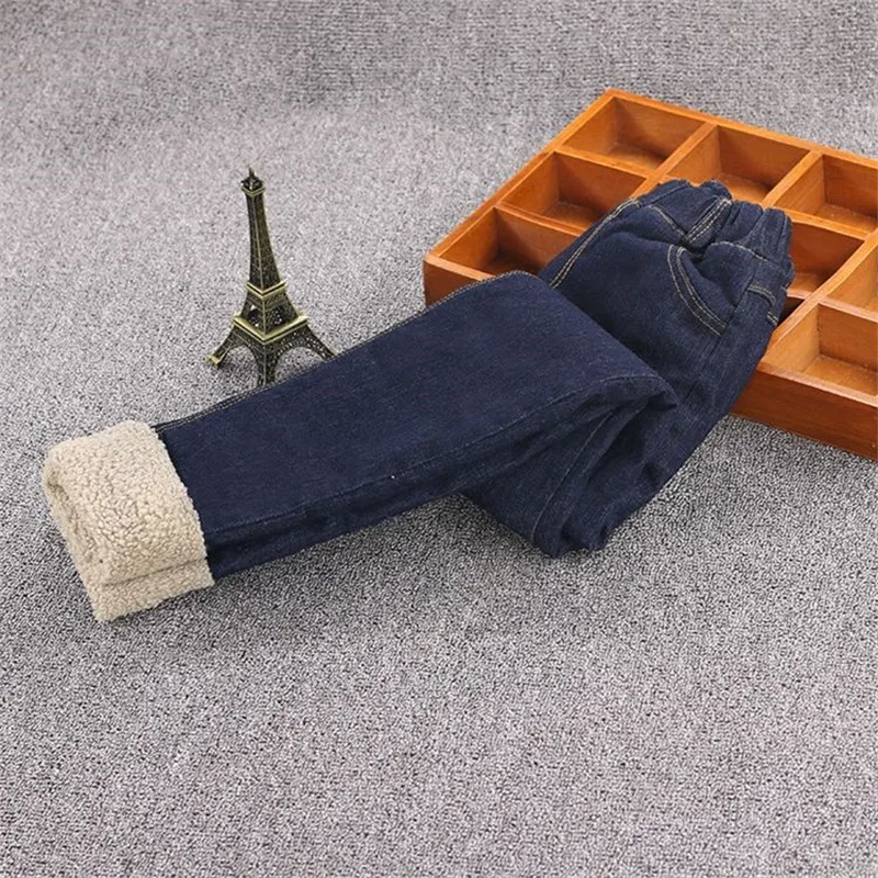 Новые зимние утолщенные теплые джинсы, штаны, леггинсы, Детские повседневные хлопковые облегающие джинсовые брюки для девочек-подростков, одежда для девочек, L61