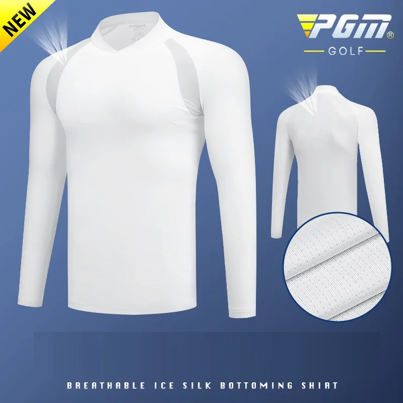 PGM Men's Golf Clothing Sun Protection Shirt Ice Tights Long Sleeve T Shirt Anti-UV Training Underwear Shirts Golf Sportswear mens golf shirt