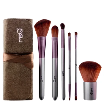 

Msq 6Pcs Professional Makeup Brushes Set With Case Artificial Fiber Makeup Brush Set Lip Brush Small Eye Shadow Brush Wooden Han